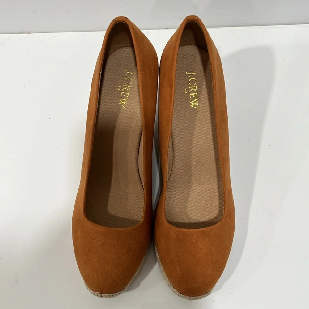J. Crew factory Espadrille Wedges Shoes in Pale Clay Brown Suede Size 9 NWOT